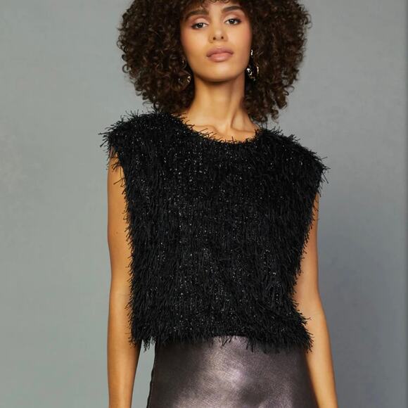 Anthropologie x Current Air Textured Sparkle Shimmer Top Black Size XL NWT - Picture 2 of 7